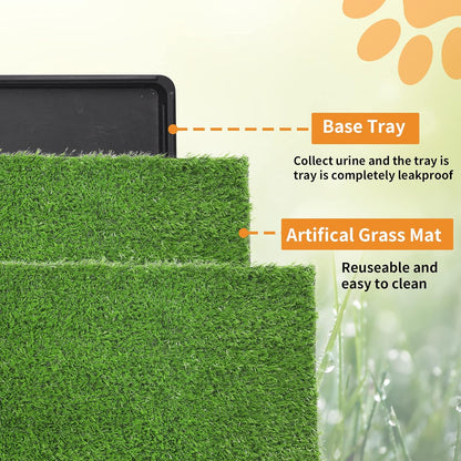 LOOBANI Large Dog Grass Pad with Tray - Dog Litter Box - Indoor Potty for Apartment and Patio Training - with 2 Packs Grass Pee Pads for Replacement, 47.6×29 Inch