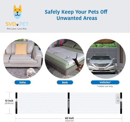 SVD.PET Pet Training Mat with Tester, 60" X 12", Pet Shock Pad, Dogs & Cats Electronic Repellent Mat for Indoor, 3 Training Modes, 5 Levels, Auto Power Off Safe Protection, Keep Dog Off Couch