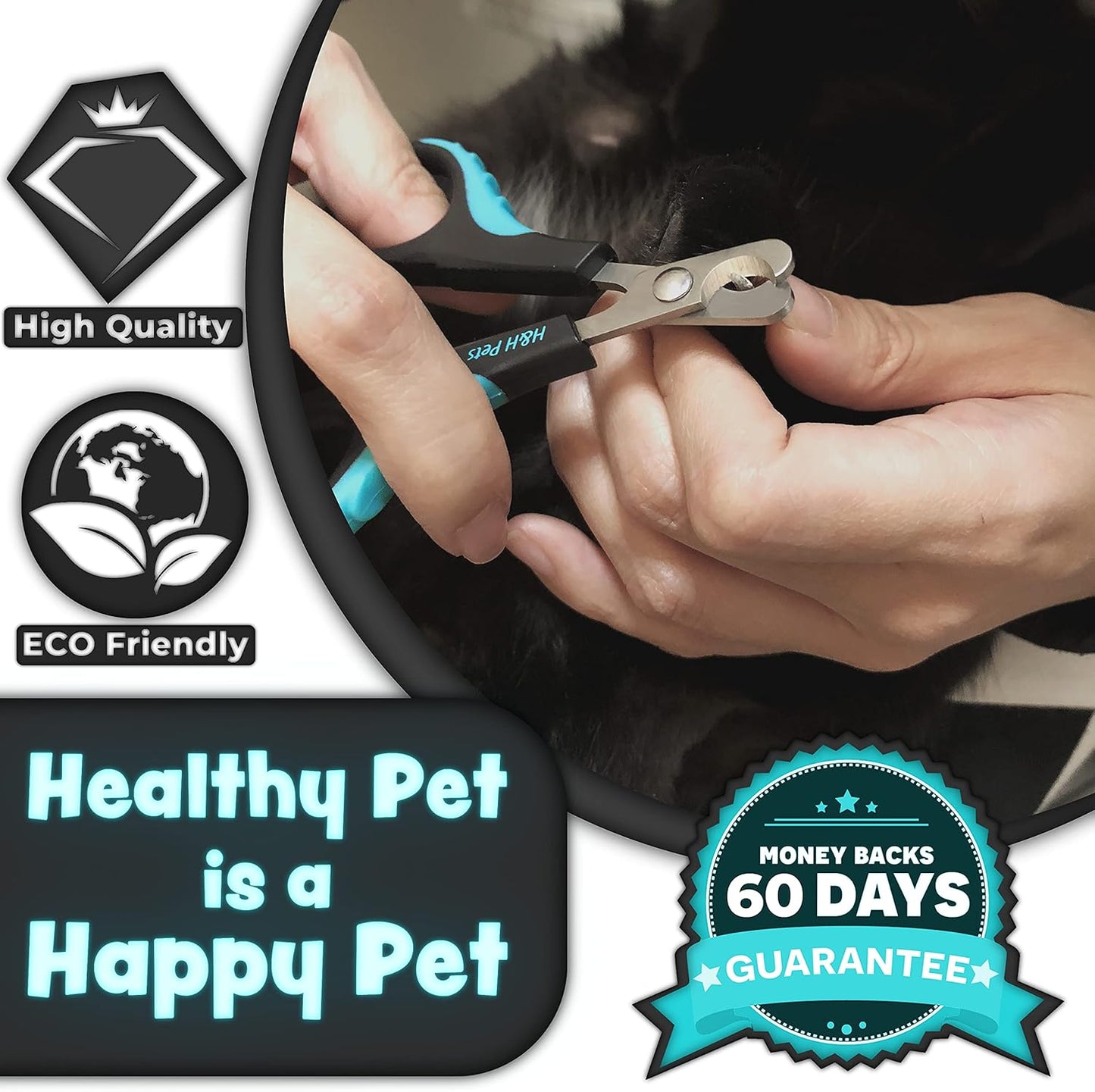 Cat Nail Clipper by H&H Pets - Professional Sharp Stainless Steel Claw Clipper Trimmer with Sturdy Non Slip Handles - for Small Animal & Cats Nail Cutter