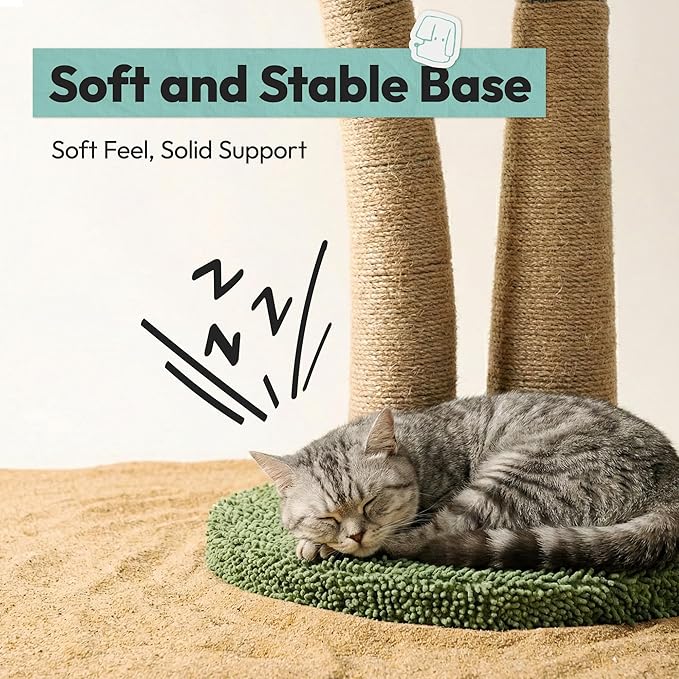 Cat Scratching Post 33 Inch Double Post Support with Hanging Balls, Cat Scratcher for Indoor Kittens, Extra Stable Base, Paw-Friendly Jute Material M