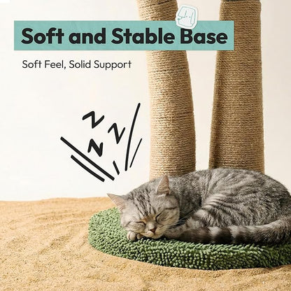 Cat Scratching Post 33 Inch Double Post Support with Hanging Balls, Cat Scratcher for Indoor Kittens, Extra Stable Base, Paw-Friendly Jute Material M