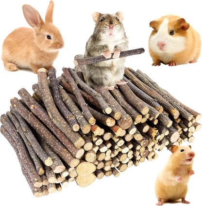 600g Small Apple Sticks Animals Molar Wood Treats Toys for Rabbits Chinchillas Guinea Pig Hamster Gerbil Parrot Bunny Chew Stick Toys Treats, 21.2 OZ