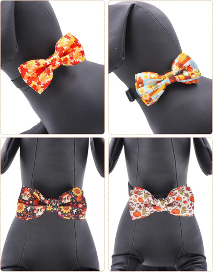 PET SHOW 10 Pack Fall Big Dog Bow Ties for Large Medium Dogs Sliding Collar Attachments Autumn Bowties Pumpkin Maple Leaf Bowknots Holiday Party Pet Grooming Accessories(Large)