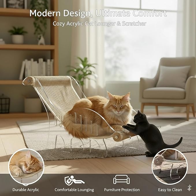 Cat bed for indoor cats cat scratcher bed adjustable acrylic pet bed and pet sofa with sisal - cute dinosaur shape for all small and medium-sized pets and small dog, pet furniture & pet hammock