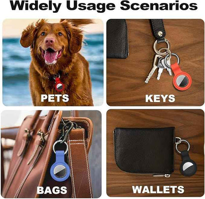 Case for AirTag 2nd Gen (2026) & 1st Gen, Silicone Holder Keychain Key Ring, Protective Cover for Air Tags, GPS Finder Accessories for Bags, Pets, Kids, Luggage, Black/Sky Blue/Orange/Red