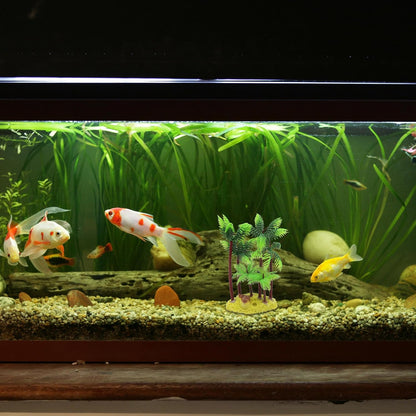 Aquarium Decoration,Plastic Palm Tree Plant for Aquarium Fish Tank,5.4Inch(Green/Brown)