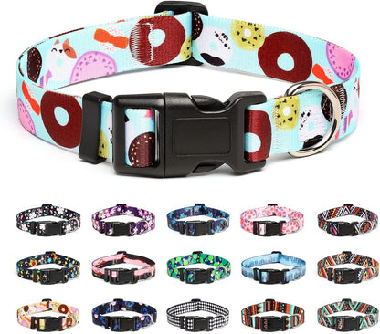 Mercano Adjustable Dog Collar - Special Design Patterns, Soft Nylon Comfortable Durable Pet Collar for Small Medium Large Dogs (M, Blue Cookie)