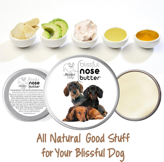 The Blissful Dog Daschund Nose Butter for Dry, Cracked Skin, Lick-Safe Dog Nose Balm with Moisturizing Shea Butter, Almond, Olive, and Essential Oils, Pet Supplies, Uncented, 2 oz.