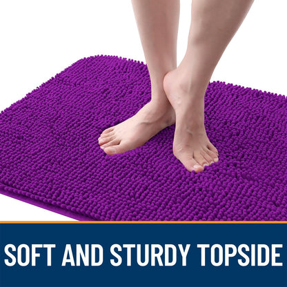 OLANLY Dog Door Mat for Muddy Paws 30x17, Absorbs Moisture and Dirt, Absorbent Non-Slip Washable Doormat, Quick Dry Chenille Mud Mat for Dogs, Entry Indoor Entryway Carpet for Inside Floor, Purple