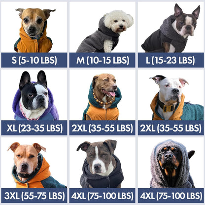 Spark Paws Reversible Dog Sweater, Sherpa Jacket Vest with Warm Fleece Lining, Warm Coat for Winter, Suitable for Small Medium, Large, XL XXL Dogs - Black and Grey - XL