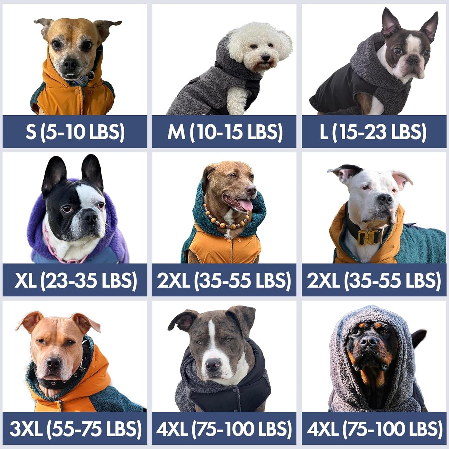 Spark Paws Reversible Dog Sweater, Sherpa Jacket Vest with Warm Fleece Lining, Warm Coat for Winter, Suitable for Small Medium, Large, XL XXL Dogs - Black and Grey - L