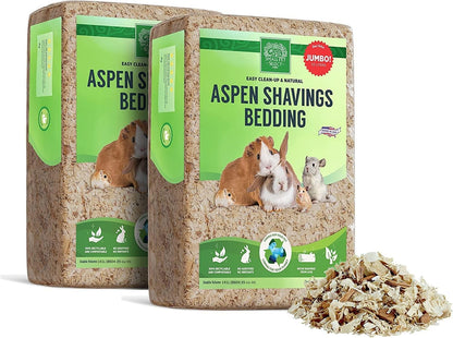 Small Pet Select Premium Natural Aspen Bedding, Animal Bedding for Small Indoor and Outdoor Pets, Made in The USA, Jumbo Size 282 L (2 Pack, 141 L Each)
