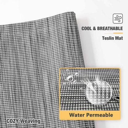 Veehoo Chew Proof Elevated Dog Bed - Cooling Raised Pet Cot - Silver Aluminum Frame and Durable Textilene Mesh Fabric, Unique Designed No-Slip Feet for Indoor or Outdoor Use, Black Silver, Medium