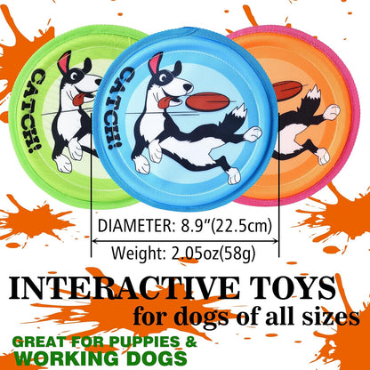 Dog Flying Disc, 3 Pack Dogs Flyer Toys, Lightweight Flying Disc Dog Fetch Toy for Small, Large Dogs & Puppies - Floats in Water & Safe on Teeth