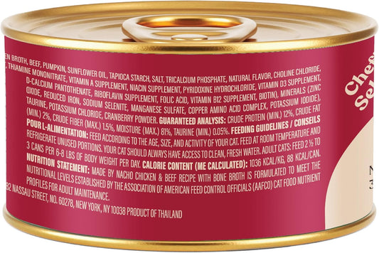 Made by Nacho Flaked Filets Recipe in Bone Broth, Grain-Free Chef's Selects Wet Food for Cats Balanced Diet in Naturally Hydrating Pumpkin-Infused Broth (3.0 oz (Pack of 12), Chicken & Beef)