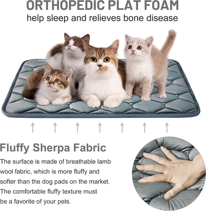 Dog Crate Mats,Soft Kennel Pads Washable with Anti-Slip Bottom,Dog Kennel Pads for Sleeping,Pets Mattress Cat Dog Beds for Small Dogs(23x17,Grey)