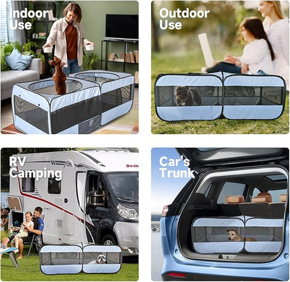 2-in-1 Dog Playpen, 73''Pop Up Cat Puppy Pet Playpen Indoor/Outdoor Cats Enclosed, Cat Dog Tent Crate Cage Kennel, Portable Playpen for Kitten, Small Animals Play Pen(No Divider, Unified Space)