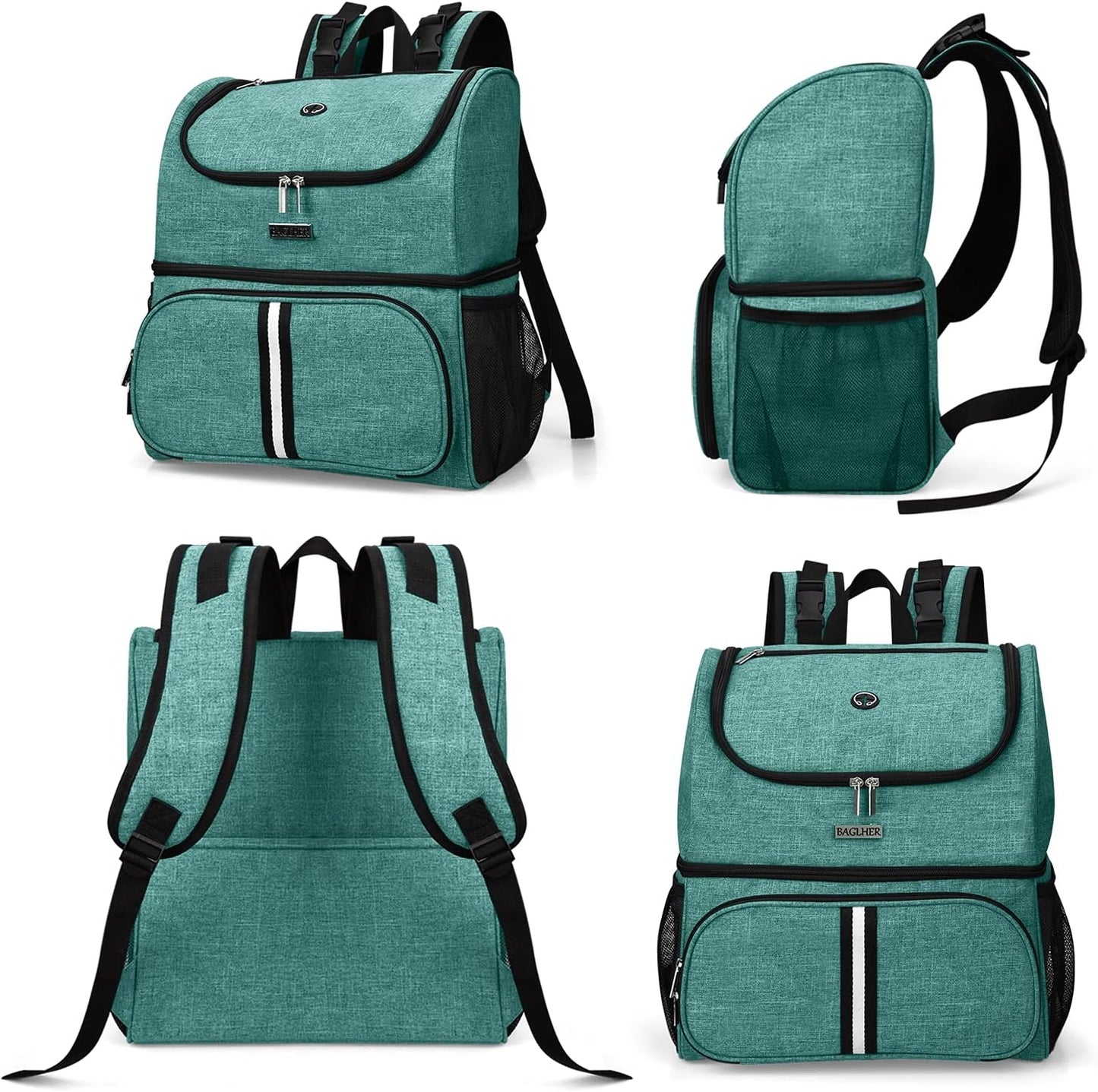 BAGLHER Pet Travel Bag, Double-Layer Pet Supplies Backpack (for All Pet Travel Supplies), Pet Travel Backpack with 2 Silicone Collapsible Bowls and 2 Food Baskets Green - Pawvie