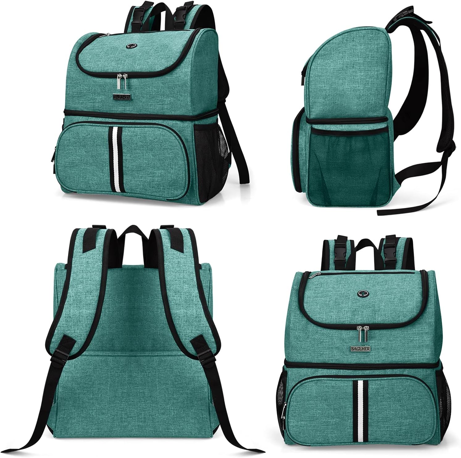 BAGLHER Pet Travel Bag, Double-Layer Pet Supplies Backpack (for All Pet Travel Supplies), Pet Travel Backpack with 2 Silicone Collapsible Bowls and 2 Food Baskets Green - Pawvie