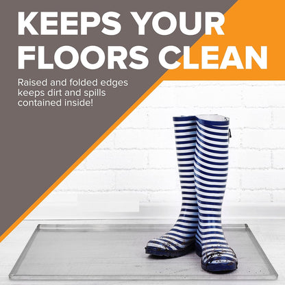 34.5" x 23.5" Metal Replacement Dog Crate Pan Chew Proof Crack Proof Pet Kennel Tray Central Dog Training Crate Pan Pet Supplies, Stainless Steel, 1" H