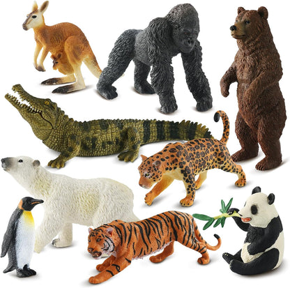 9 PCS Zoo Animal Toys for Kids 3-5 Realistic Plastic Wild Animal Figurine Toys Educational Learning Toy for Kids Boys Girls Toddlers