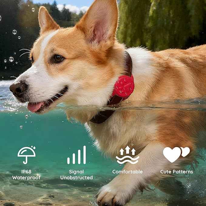 for Airtag Dog Collar Holder, Dog Airtag Holder Waterproof, Lightweight & Soft Silicone Air Tag Case for Pet Collars, Works with Multiple Tracker Tag Products (Red1,1 Pack)
