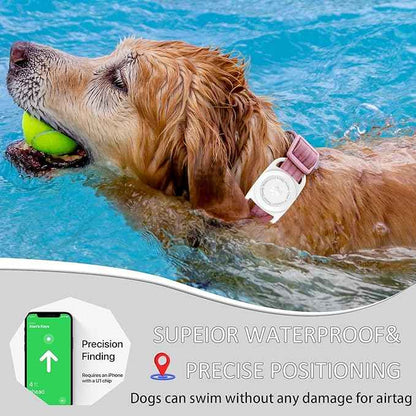 Waterproof Dog Collar GPS Tag Case [1 Pack] - Durable TPU+Silicone Holder, Lightweight Full Protection Cover (White)
