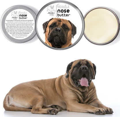 The Blissful Dog Bullmastiff Nose Butter for Dry, Cracked Skin, Lick-Safe Dog Nose Balm with Moisturizing Shea Butter, Almond, Olive, and Essential Oils, Pet Supplies, Uncented, 4 oz.