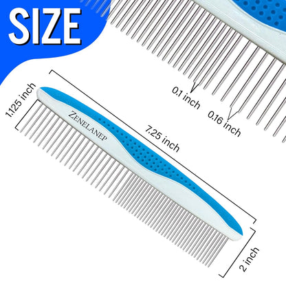 Dog Grooming Comb for Matting – Metal Dematting Comb with Stainless Steel Teeth & Non-Slip Handle (Style 1)