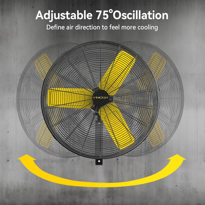 30 Inch Industrial Wall Mount Fan Oscillating with 2 Pack, 8900 CFM Commercial Metal Wall Fans with Poweful Motor, 3 Speed, Heavy Duty Construction Indoor for Warehouse, Workshops UL Listed