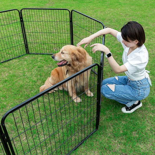 BestPet Dog Playpen Indoor 40 inch 24 Panels Metal Dog Pen Pet Dog Fence Outdoor Exercise Pen with Doors,Pet Puppy Playpen for RV Camping Yard, Black