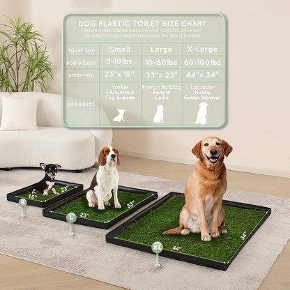 Dog Grass Pad with Foldable Dog Litter Box, Large Liner Base (33”×23”) for Balcony, 2 Artficial Grass Pee Pads for Dogs, Pee Pad Holder, Potty Training