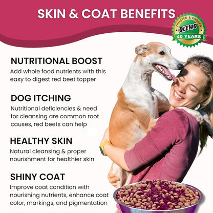 Olewo Original Red Beets for Dogs – Natural Dog Anti Itch, Dog Food Topper, Skin & Coat Support – Dehydrated Vegetables for Dogs, Dog Supplements & Vitamins, Toppers for Dogs, Fiber for Dogs, 5.5 lbs