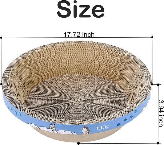 Cat Scratcher, 17.7x17.7 inches Cardboard Cat Scratchers for Indoor Cats, Large Cat Scratching Board, Round Bowl Cat Scratch Pad Bed with Catnip