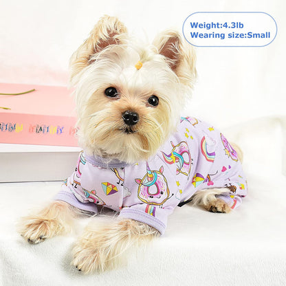 Dog Pajamas Pjs Summer Dog Clothes for Small Dogs Girl - Boy - Medium Size Dogs, Soft Stretchy Puppy Clothes Doggie Onesies Fall Pet Jammies Outfit (Donut Purple, Medium)