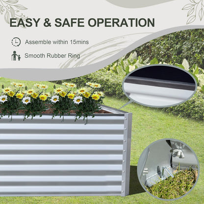 Domi Raised Garden Beds Outdoor, 8x4x2ft Thickening Tall Metal Rectangular Deep Root Box Planter for Vegetables, Flowers, Herbs, and Succulents 2" Deep w/ 456 Gallon Capacity - Silvery