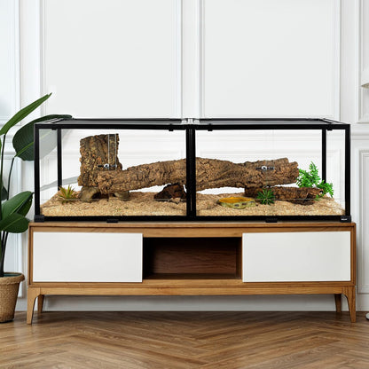 REPTIZOO 84 Gallon Large Reptile Terrarium Extra-Long 60" x 18" x 18" Spliceable Glass Reptile Tank, Double Top Cover Enclosure Habitats - Pawvie