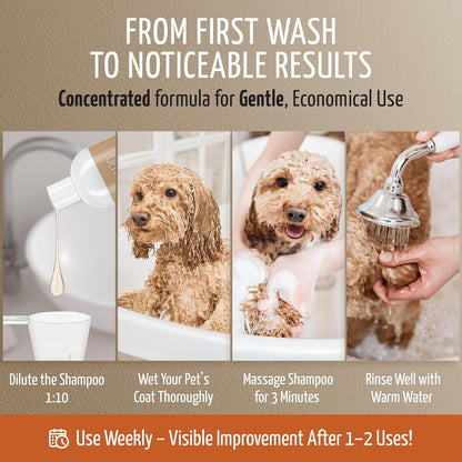 Tauro Pro Line Dog Shampoo Itchy Skin Relief - Soothes Dry, Sensitive Skin & Hot Spots, Natural Itch Relief Dog Wash, Gentle Pet Shampoo for Smelly Dogs, Cat & Puppy (Derma Care 13.5 Fl Oz)