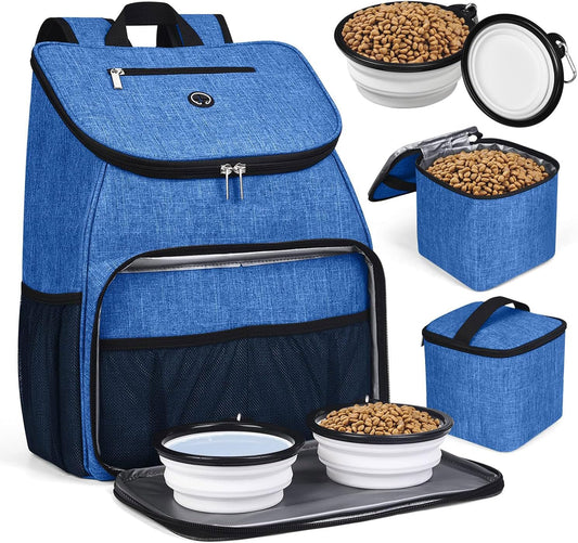 BAGLHER丨Dog Travel Bag, Airline Approved Pet Supplies Backpack, Dog Travel Backpack with 2 Silicone Collapsible Bowls and 2 Food Baskets - Pawvie