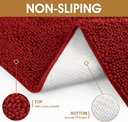 Dog Door Mats for Muddy Paws, Chenille Absorbent Door Mats, Non Slip Heavy Mud Mat for Dogs, Soft Indoor Door Mat for Entryway, Mud Paws, Inside Floor,36" X 24", Red