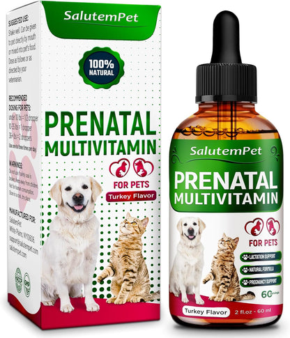 Dog Prenatal Vitamins for Moms During Lactating – Prenatal Vitamins for Dogs & Cats of All Breeds to Care for Pet Development – Multivitamin for Cats – 2 Oz – Herbal Supplement for Pets