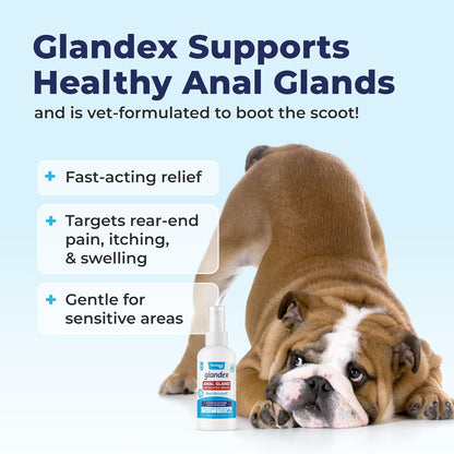Vetnique Glandex Medicated Dog Butt Wipes or Spray for Dog Scooting - Topical Anti Itch Skin Relief for Soothing Inflamed Anal Glands in Dogs & Cats - Fast Acting Formula (4oz Spray)