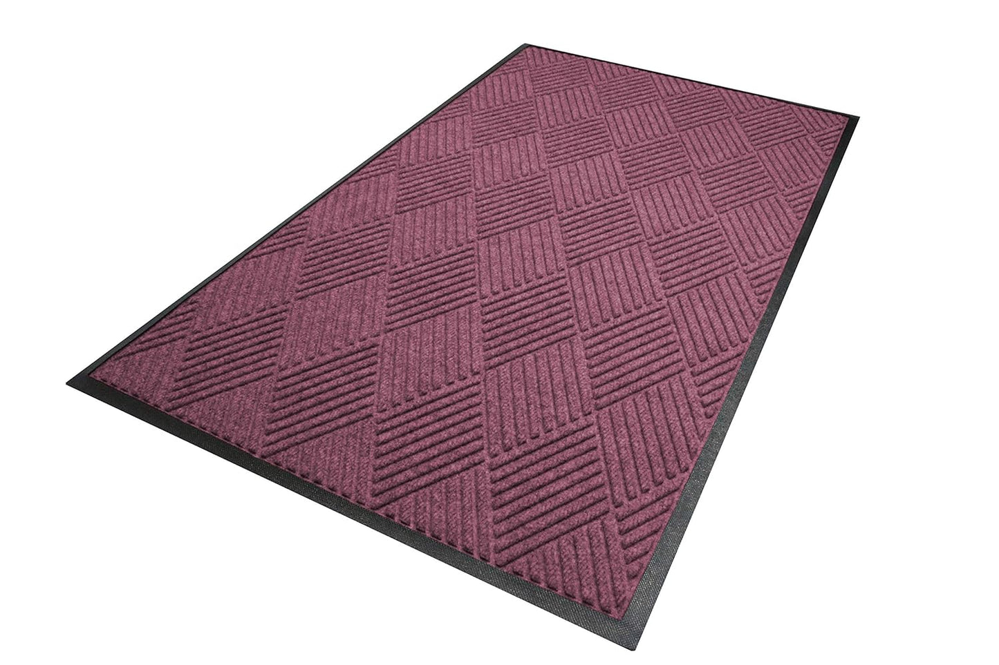 WaterHog Diamond | Commercial-Grade Entrance Mat with Rubber Border – Indoor/Outdoor, Quick Drying, Stain Resistant Door Mat (Bordeaux, 6' x 12')