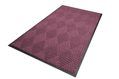 M+A Matting WaterHog Diamond | Commercial-Grade Entrance Mat with Rubber Border – Indoor/Outdoor, Quick Drying, Stain Resistant Door Mat (Bordeuax, 4' x 8')
