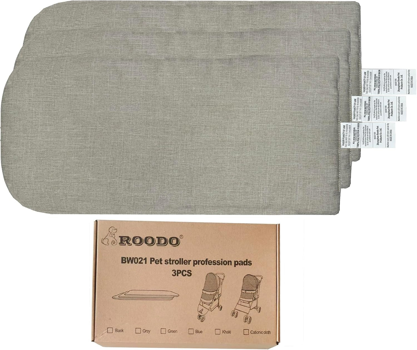 ROODO Pet Stroller Inner Pad for Exclusive Use,Original,Replaceable,Easy to Clean,Set of 3 pc(Khaki) - Pawvie