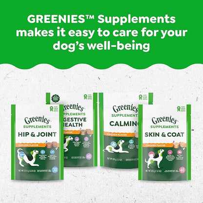Greenies Supplements Digestive Health Probiotics for Dogs, Dog Probiotic Supplements, Chicken Flavor, 15.6 oz. Pouch of 80 Count