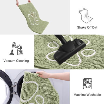 Smiry Dog Door Mat for Muddy Paws, Absorbent Dirt Trapper Non Slip Quick Dry Washable Chenille Mat for Mud Dogs, Entry Rug for Indoor and Outdoor (70x24 Inches, Sage Green)