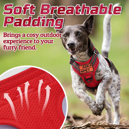 rabbitgoo Tactical Dog Harness for Large Dogs, No Pull Military Service Vest with Handle & Molle, Easy Control for Training Walking, Adjustable Reflective Straps, Red, XL