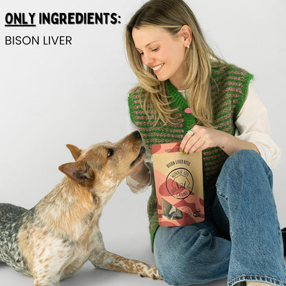Winnie Lou Bison Liver Bites Dog Treats – Single Ingredient, Human Grade, Limited Ingredient Training Treats for Small, Medium & Large Dogs, Made in USA (1 Pack)
