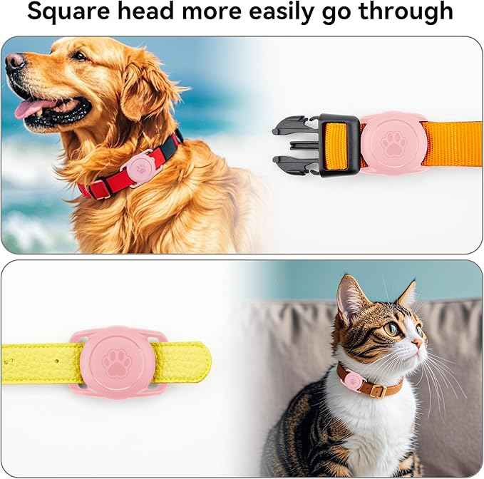 2 Pack for Airtag Dog Collar Holder,IPX8 Waterproof for air Tags-2 Pack,for Apple GPS Tracker Accessories丨Compatible with Apple AirTags丨Fits≤ 1.2" Width Collar for Dog cat Pets(Pink)
